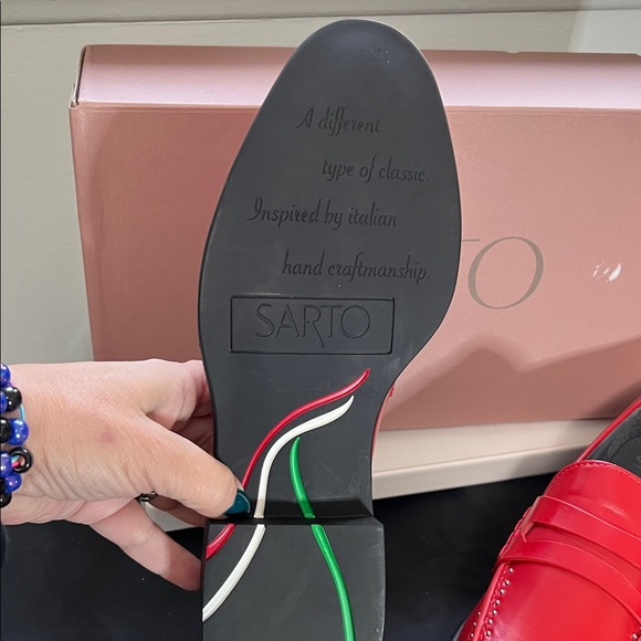 Franco Sarto Classic Red Loafers - Picture 4 of 6